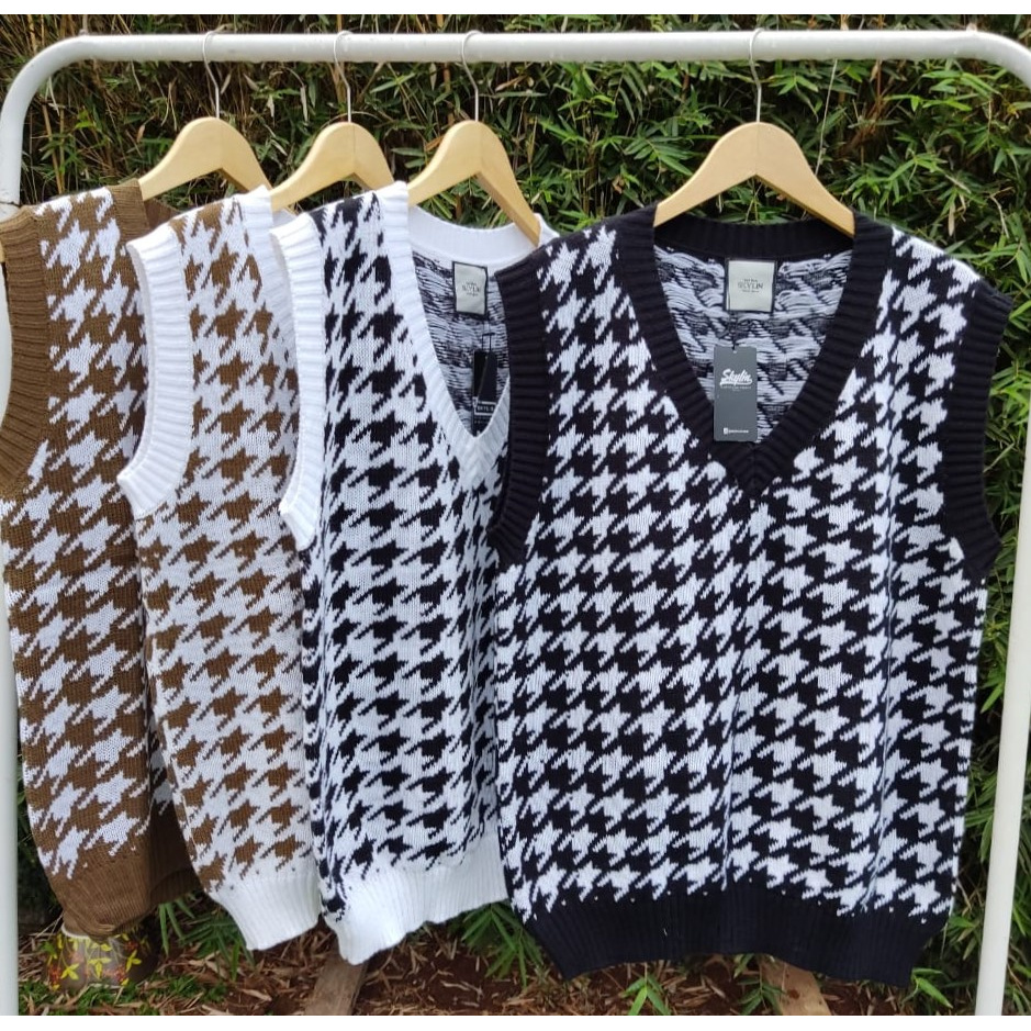 Vest Rajut Classic Houndstooth