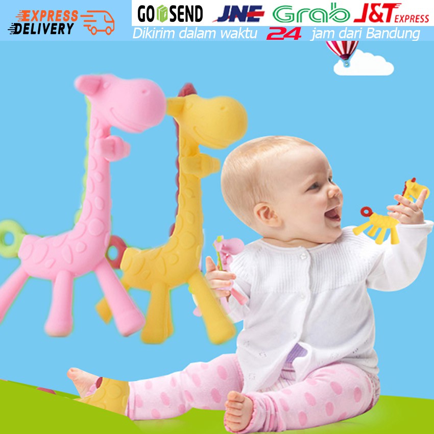 1Pcs Mainan  Latihan Gigi Bayi  Jerapah Ange Teether Mainan  