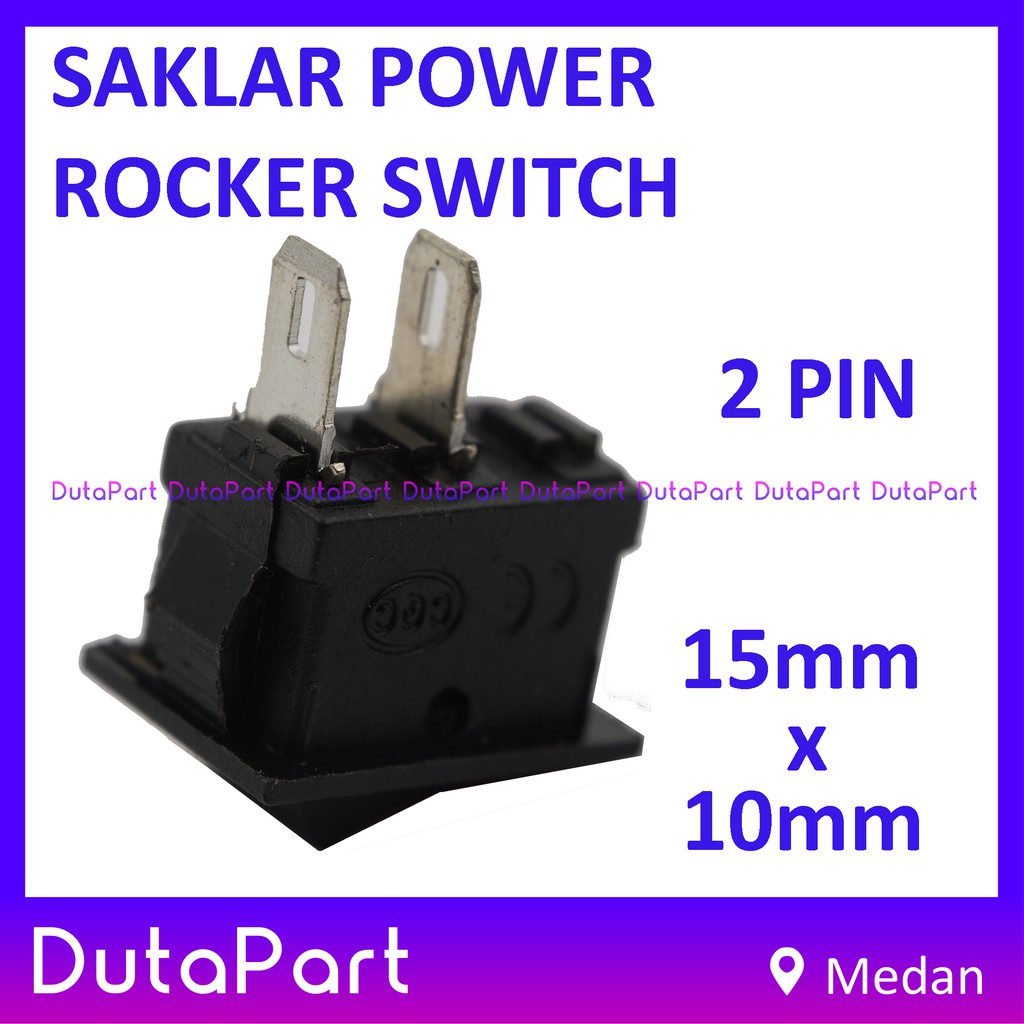 Saklar Power Rocker Switch ON OFF 15mm x 10mm 2 PIN Kaki 3A 250VAC