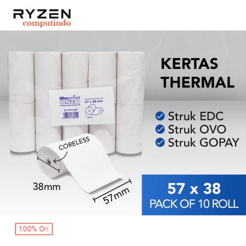 

10 ROL KERTAS THERMAL BLUEPRINT LITE 57x38 STRUK KASIR 57 X 38