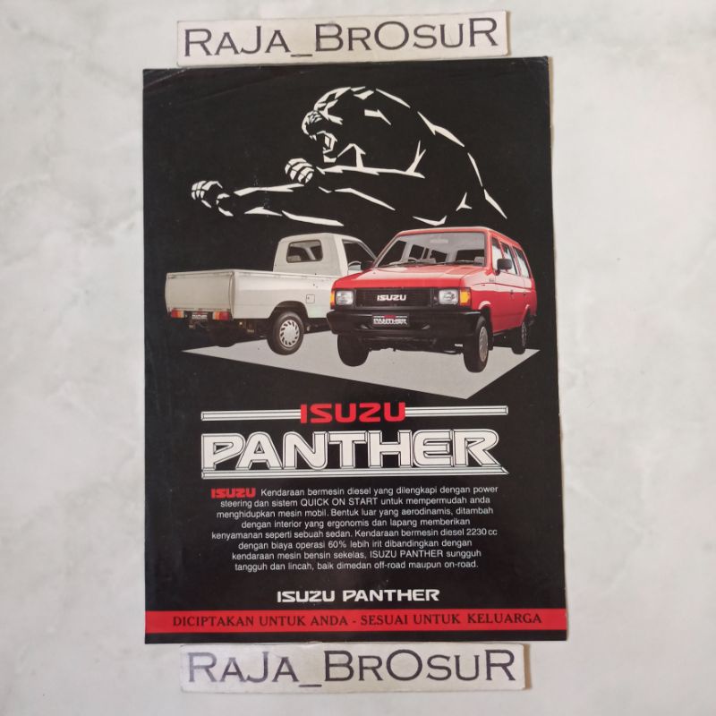 Poster brosur flyer jadul lawas Isuzu Panther PickUp/Panther Wagon 1991
