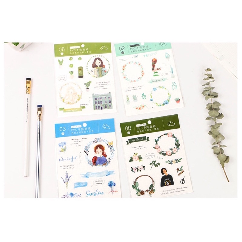 

Sticker Aesthetic - 99 Dekorasi Planner Scrapbook WATER COLOR SERIES Planner Scrapbook