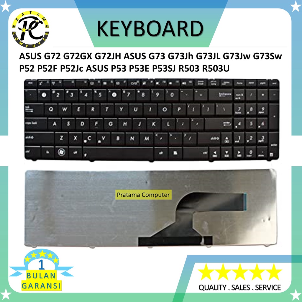 Keyboard ASUS G72 G72GX G72JH ASUS G73 G73Jh G73JL G73Jw G73Sw P52 P52F P52Jc ASUS P53 P53E P53SJ R503 R503U