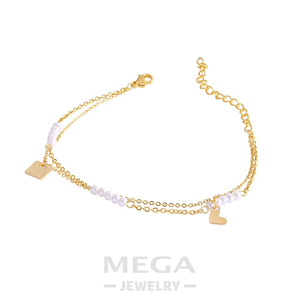 Gelang Wanita Rantai 2 Layer Titanium S141 Gold Anti Karat/Fashion Wanita Kualitas Tinggi/Perhiasan Cantik/Mega Jewelry-5