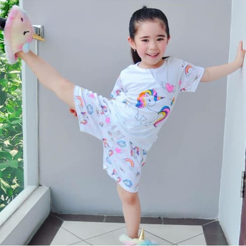 Kazel Setelan Pendek Swan edition Girl 3pcs Baju Bayi Perempuan