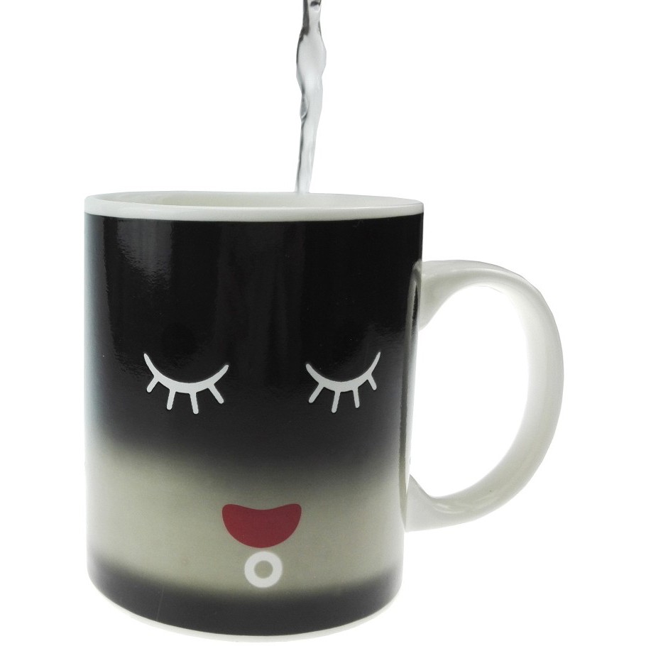 Magic Mug OMHZ4QBK Cangkir Sensitif Suhu Motif Smile Face - Black