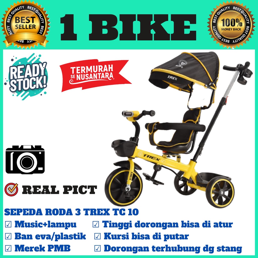 Sepeda Roda Tiga Trex Stroller Roda 3 TC 10 kursi bisa di putar , music+lampu , sepeda anak murah , tricycle termurah