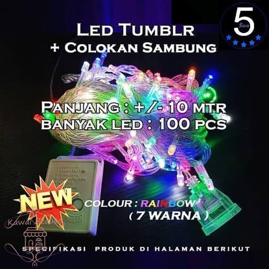 Maxco LED Tumblr/Lampu Hias 7 Warna + Colokan Sambungan, Panjang 10m