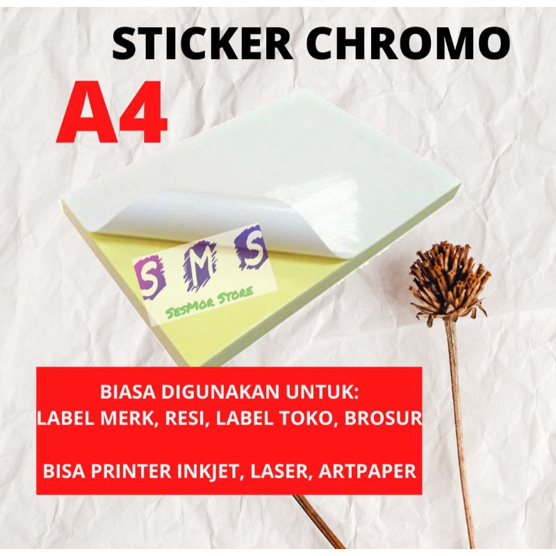 

Kertas Sticker Chromo A4 Glossy/Mengkilap 20 Lembar