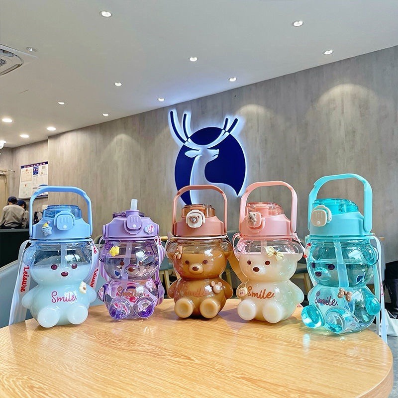 TERLARIS!!! Botol Minum Anak Lucu Botol Minum Beruang Gemoy Botol Bening Viral Free Stiker