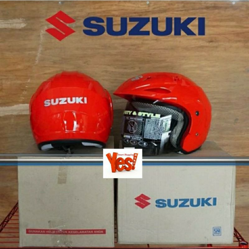 Helm Suzuki Half Face Merah SNI