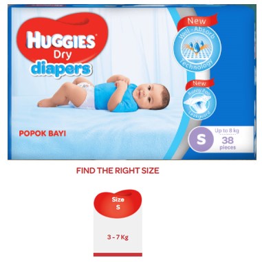 Popok Bayi Huggies Dry Diaper Pants S 38S