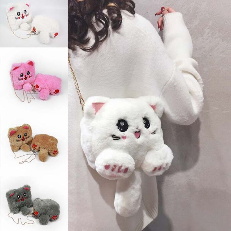 TAS BULU MODEL KUCING / TAS KOREA / TAS LUCU BONEKA