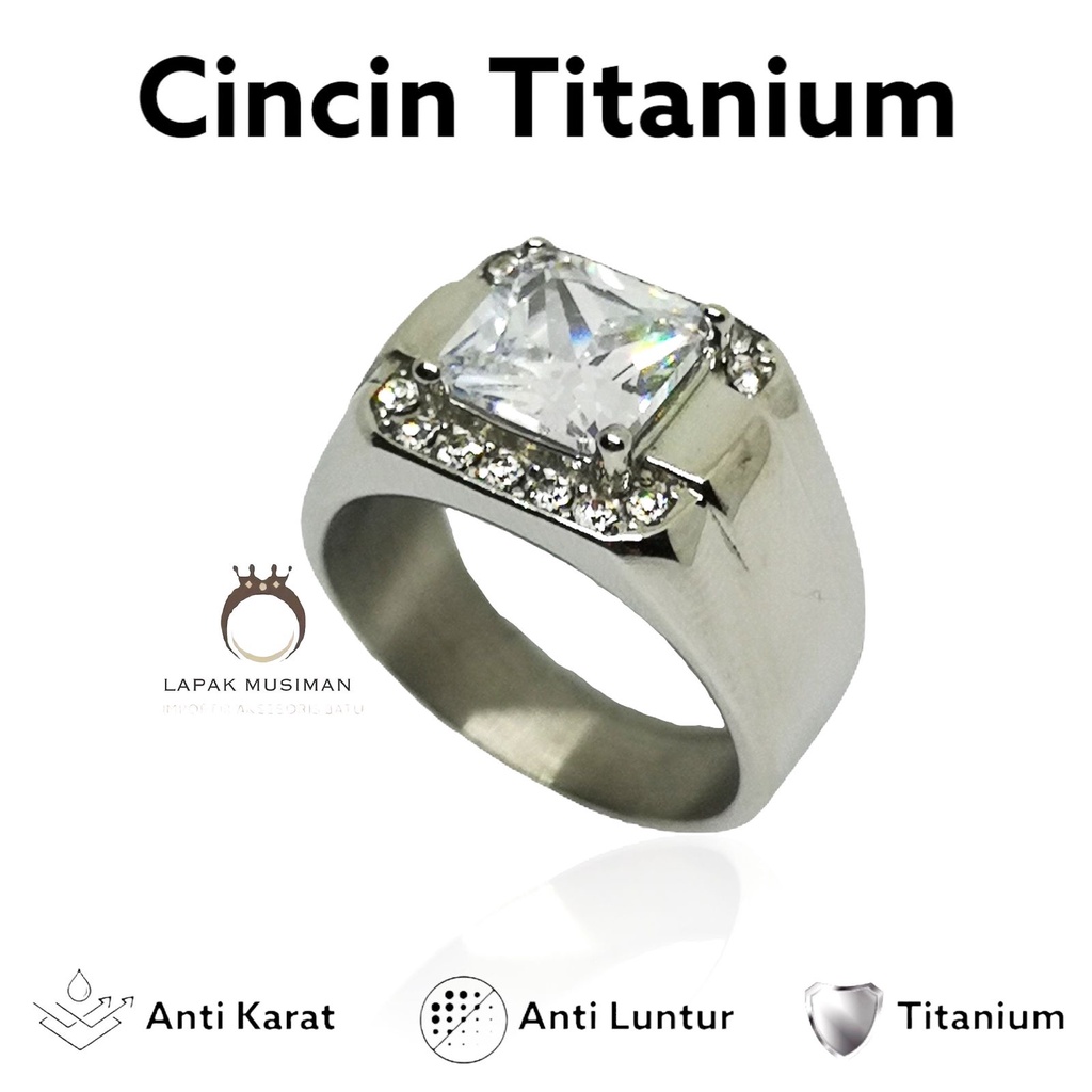 [Bayar di Tempat] CINCIN PRIA SUPER MEWAH AMERICAN DIAMOND - LIMITED STOCK - KODE 06 SILVER CINCIN TITANIUM ANTI KARAT BATU BERLIAN