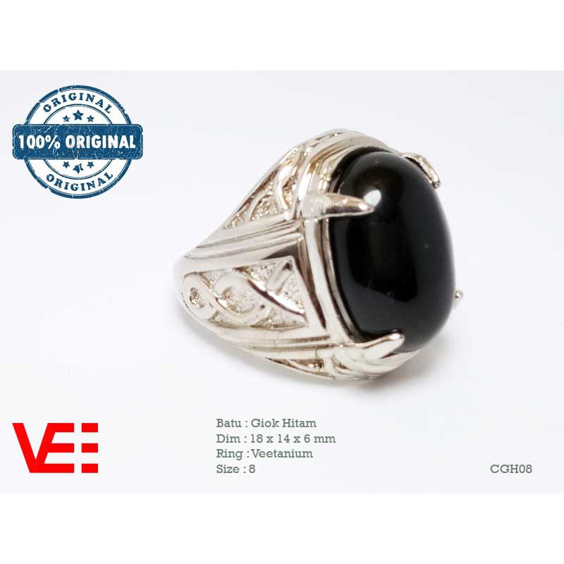 VeE Cincin Pria Batu Giok Hitam - Batu Akik CGH08