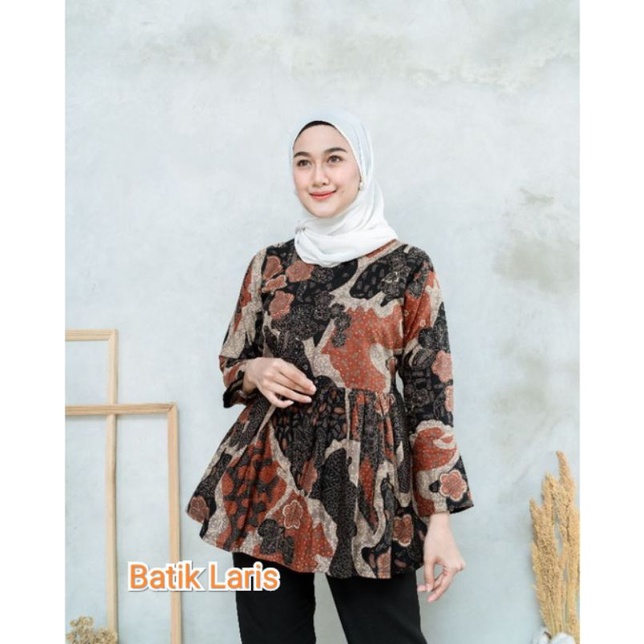 tey-17 Batik wanita ASJ SA HRB026 Kenongo Kemeja Tosca Pendek-Rumi