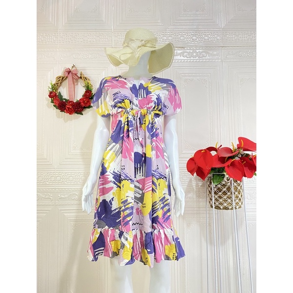 Daster ruffle serut / daster ruffle busui viral / daster serut rempel selutut-LilacPink