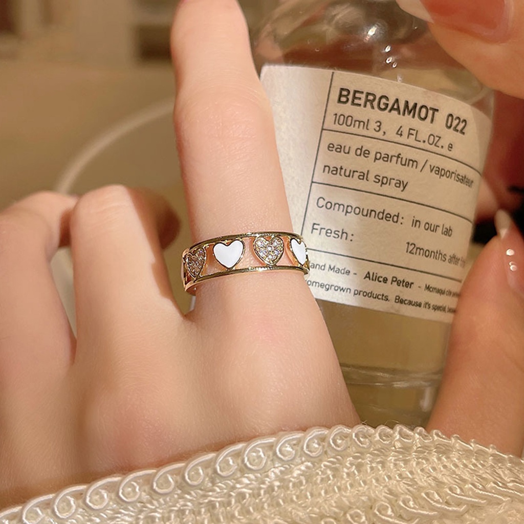 Hu Hu Hu Hu Hu Alat Bantu Pasang Kacamata♡ Cincin Bentuk Hati Geometris Model Hollow Bahan Tembaga Untuk Pesta