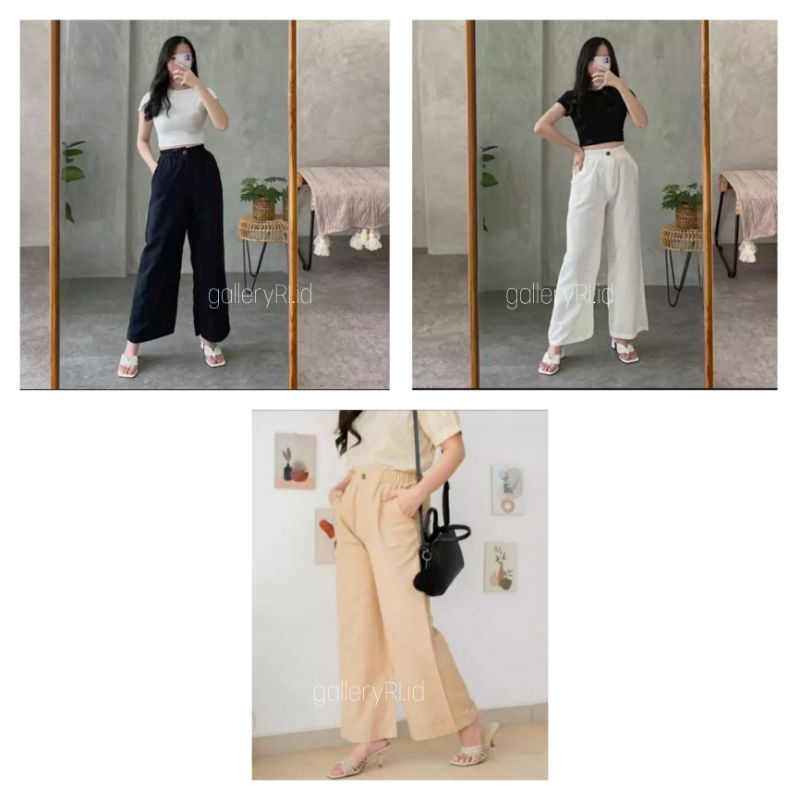 CELANA KULOT MATERIAL LINEN IMPORT PREMIUM