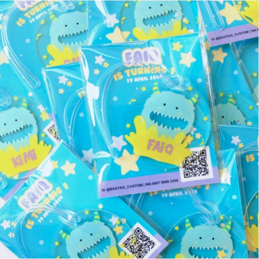 Souvenir Anak bagtag akrilik luggage tag custom nama lucu merchandise souvenir ulang tahun birthday