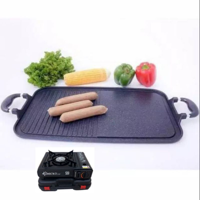 OMICKO KOMPOR PORTABLE Multi Grill Pan  , BBQ  ,  Bulgogi  , Happy Grill Pan, Alat Panggang Pemanggang