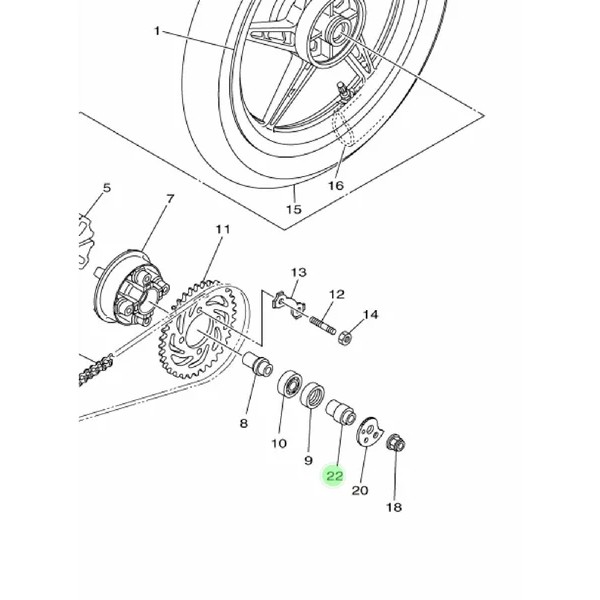 COLLAR WHEEL BOSH BOS BUSH TROMOL RODA BELAKANG KIRI LUAR JUPITER MX 135 NEW NJMX ORI YGP 50C-F5377-01