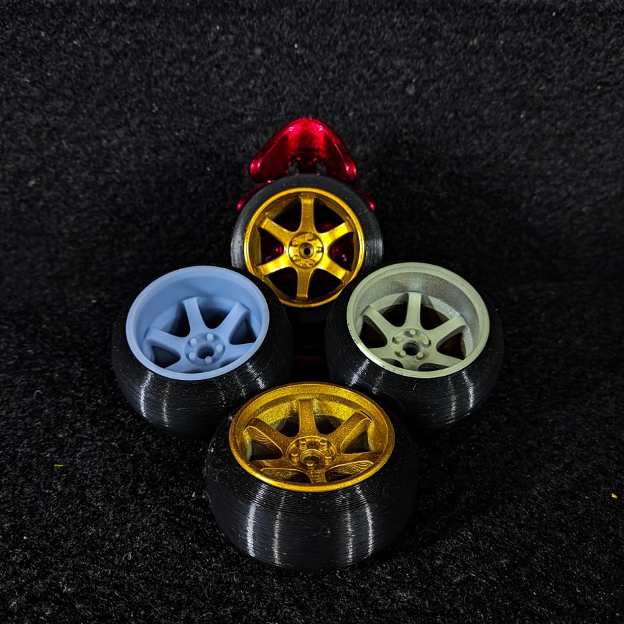 (1 SET/ 4 PCS) VELG WPL D12 UNTUK PANDEM BODYKIT VELG WPL D12 SUPER LEBAR FDM/ PLA+