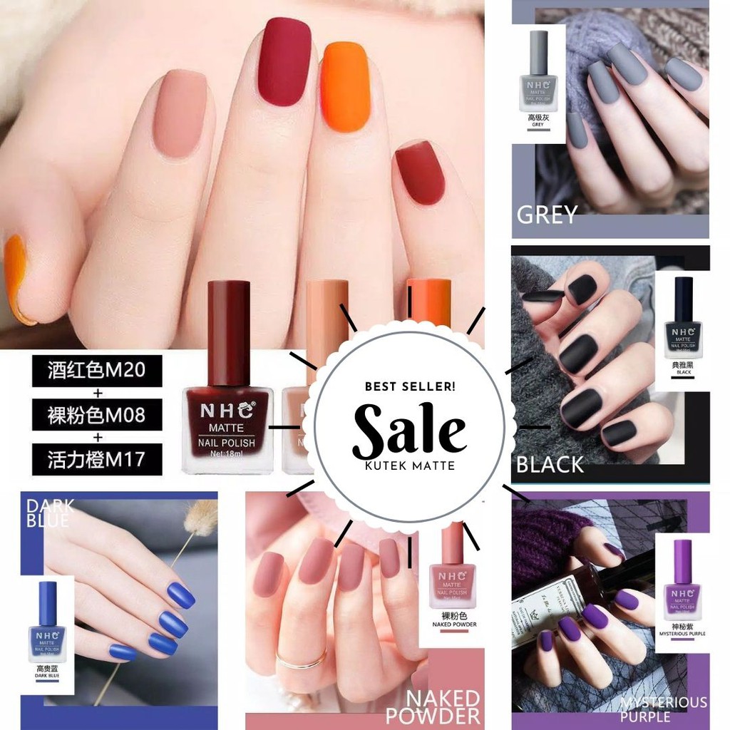 (COD) NHC KUTEK MATTE HALAL NON PEEL OFF CAT KUKU MUSLIMAH NAIL POLISH MATTE KUTEKS HALAL