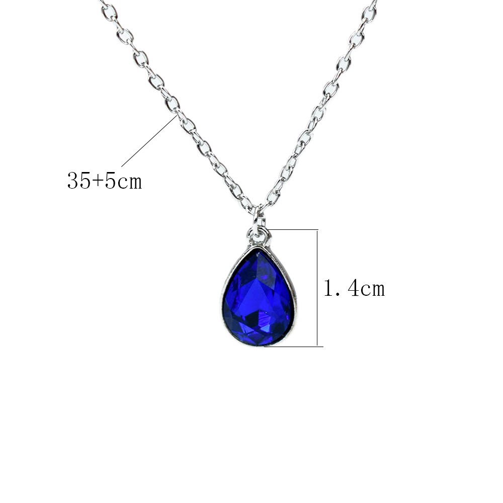 Kalung Choker Liontin Kristal Bentuk Tetesan Air Warna Silver Untuk Wanita