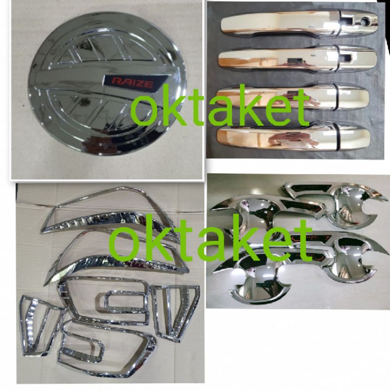 paket lengkap Toyota Raize Daihatsu Rocky 2021 2022 GR Sport garnish depan belakang outer handle tank cover chrome