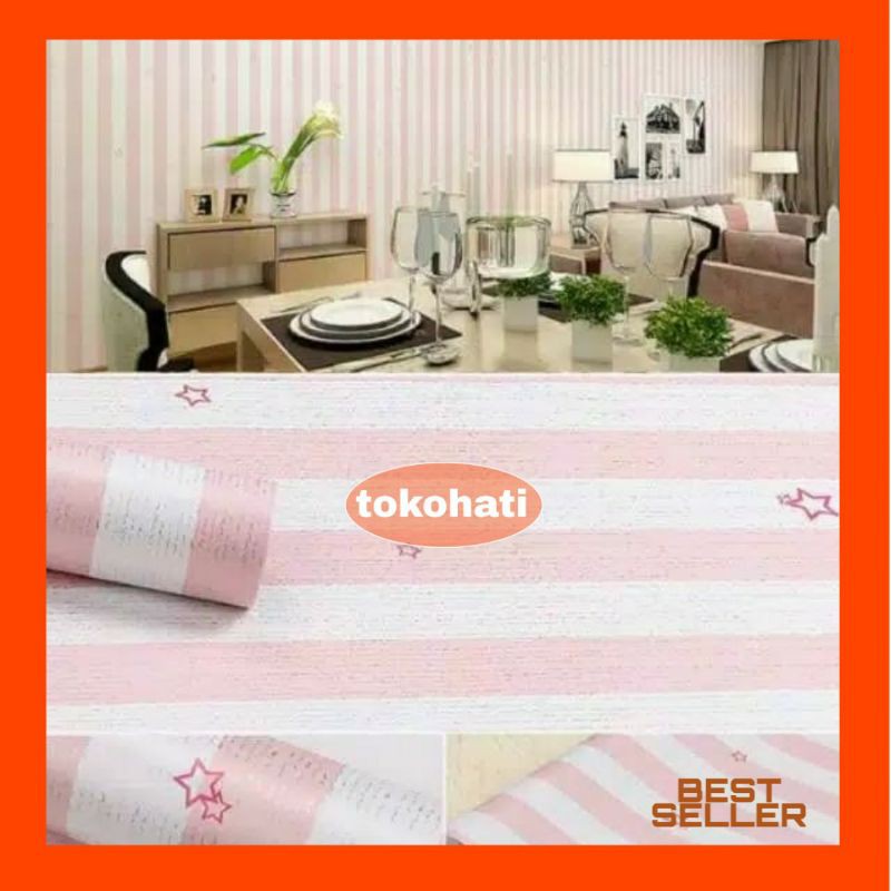 Wallpaper dinding bintang pink,wallpaper salur