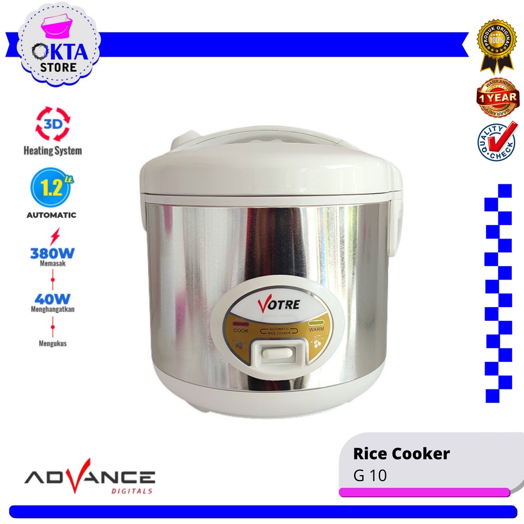 Rice Cooker Penanak Nasi Elektrik Votre G10 1,2 L