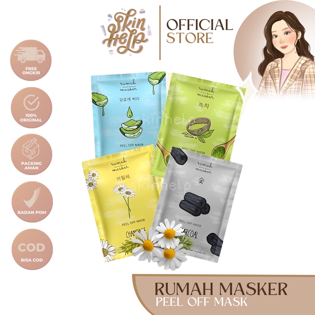 MASKER WAJAH BPOM PEEL OFF MASK PREMIUM RUMAH MASKER 60 gr [CABANG RESMI] ALOEVERA CHAMOMILE CHARCOA