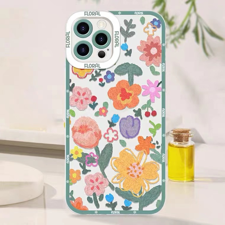 Soft Case Silikon Transparan Motif Bunga Untuk iPhone 11 12 13 Pro Max X XR Xs Max 6 6S 8 7Plus