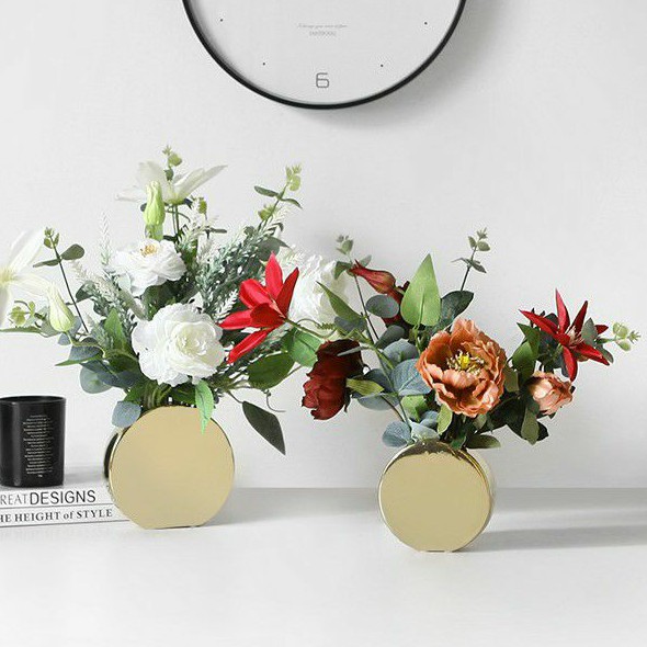 HDB Vas Bunga Gold Bahan Keramik Gaya Nordic Untuk Dekorasi Ruang Tamu/Pot Bunga Keramik/Dekorasi