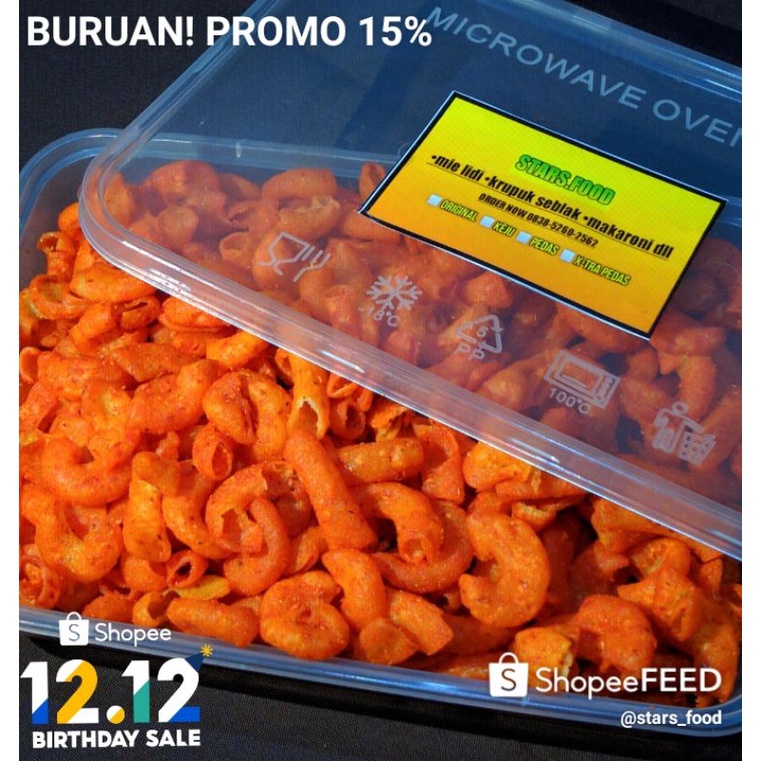 

(MURAH PROMO) makaroni pedas renyah / makaroni pipa STARS.FOOD kemasan box 500ml