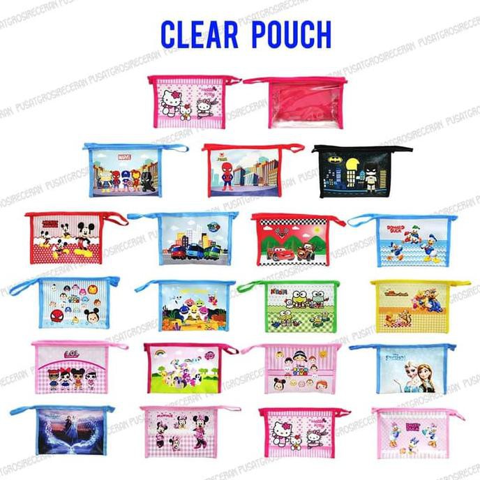 

New Arrival Clear Pouch Karakter Anak Tempat Pensil Anak Size Besar Transparant - Hello Kitty