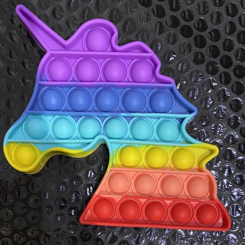 Tas Pop It Motif UNICORN / Mainan pop it murah popit Pop Its Square rainbow multicolor Fidget Toy Push bubble Penghilang Stres-UNICORN