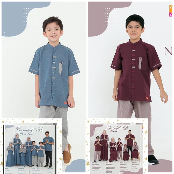 TERBARU Nibras Baju Muslim Sarimbit Koko Anak Nibras 68 - Biru Tosca, 0