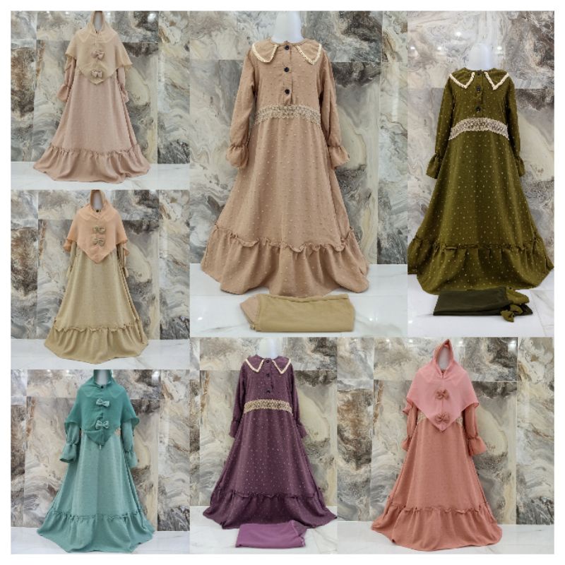 GAMIS URAGIRI ANAK CRINKLE URAGIRI AIRFLOW RUBIAH RUBY GAMIS RENDA