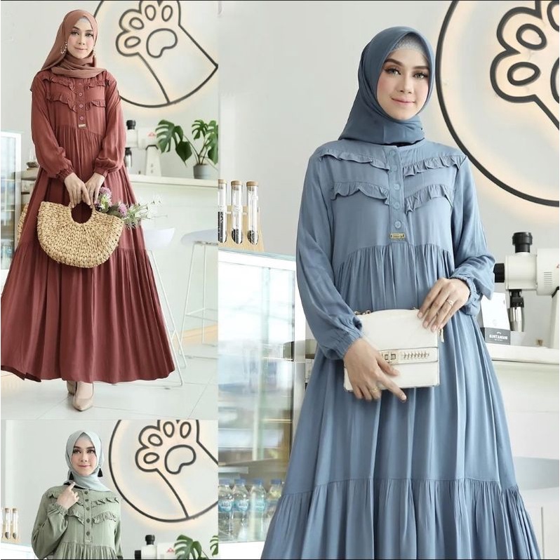 Salvina - Midi Dress Katun Uniqlo Renda Depan