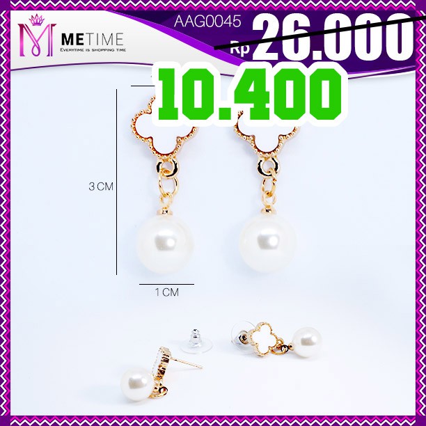 Anting Korea tusuk mutiara putih &amp; alloy gold (AAG0045) by Me Time