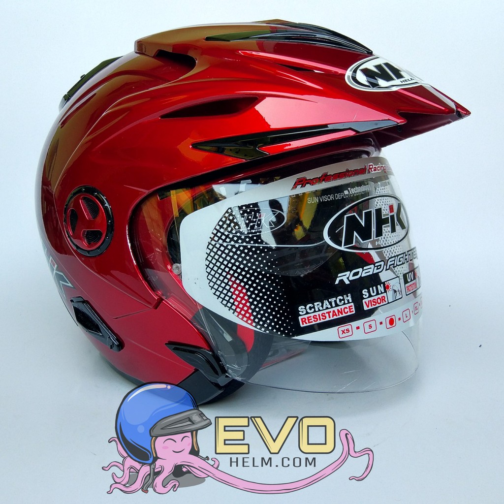 NHK AVIATOR_SOLID RED MAROON (DOUBEL VISOR)