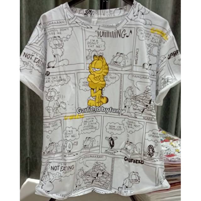 Kaos Big Size Katun Garfield Koran Tshirt Oversized impor bangkok Lucu  adem