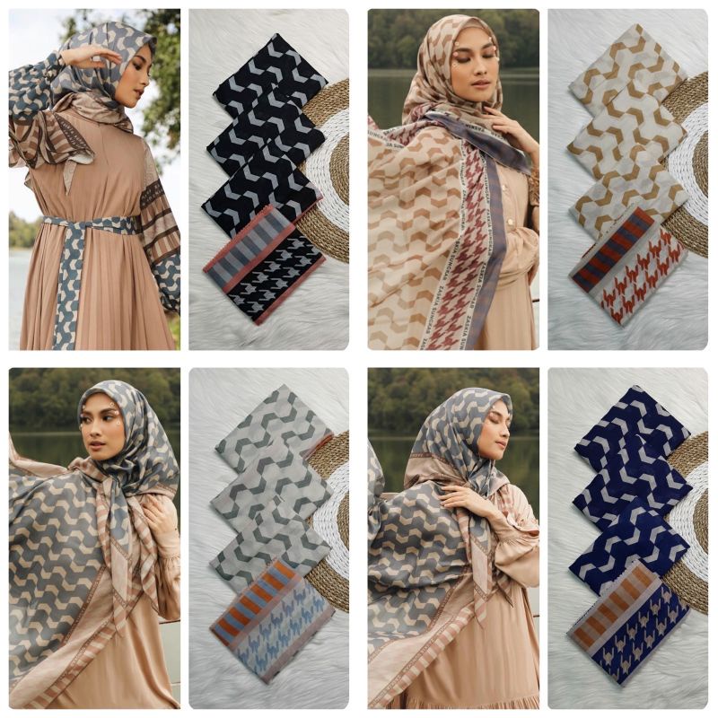 jilbab segi empat motif love terbaru voal premium  lc (harga grosir partai)