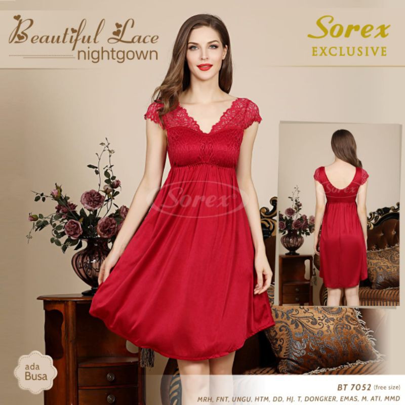 (HOT SALE)BAJU TIDUR WANITA DEWASA NightGown LINGERIE Satin Premium Elegant Look Sorex 7052 ORIGINAL