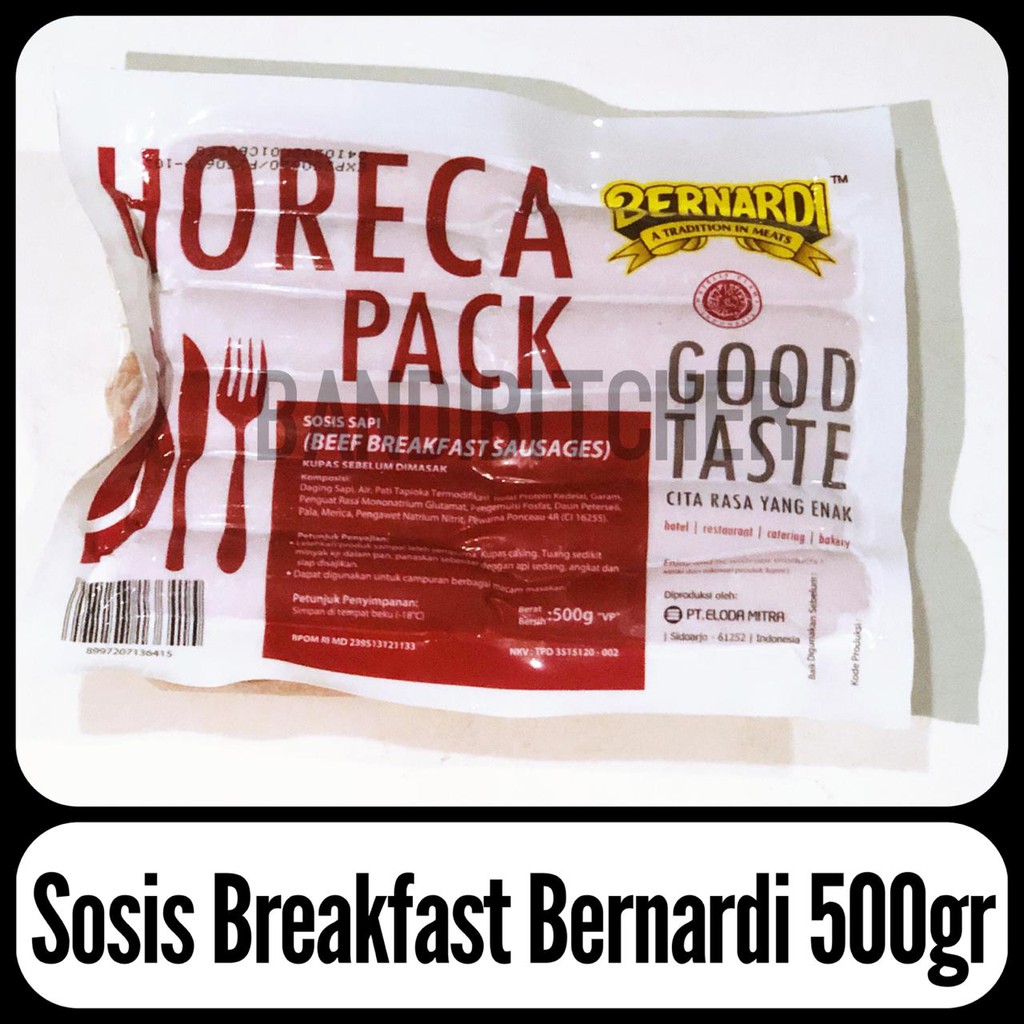 

Bernardi Sosis Sapi Breakfast - Beef Sausage Horeca Bernardi 500 gr
