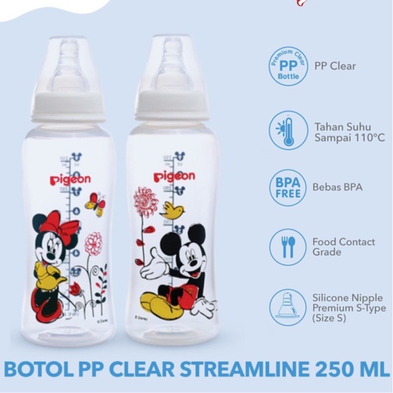 PIGEON Botol PP Clear Streamline Mickey Minnie 250ml