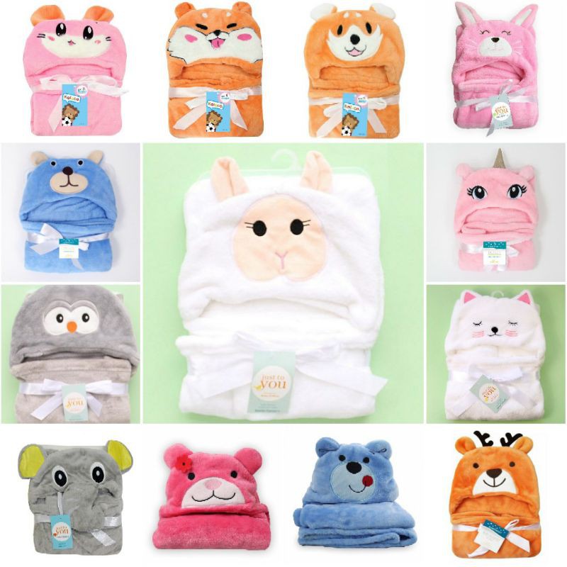 Selimut Bayi Topi Boneka 3D ||  Selimut Bayi Karakter Fleece || Selimut  Karakter Hewan || Selimut Bayi Murah