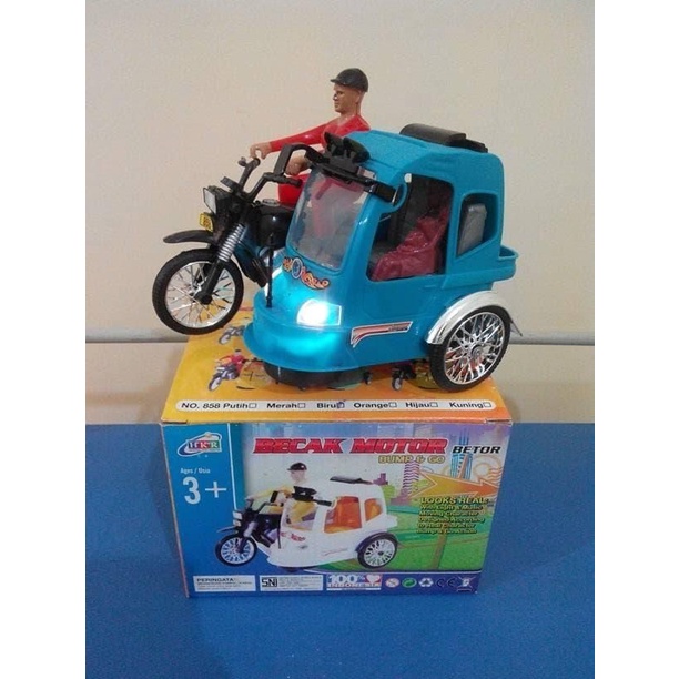 mainan anak becak motor / Mainan Bentor Bump &amp; Go / mainan ada musik+ led